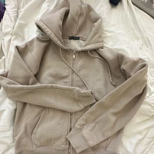 Brandy Melville tan zipper hoodie